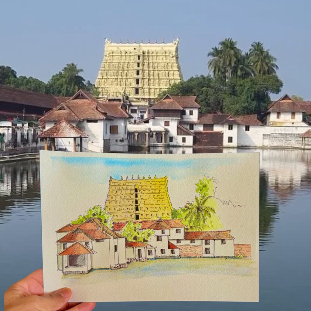 Sketching Sri Padmanabha Temple